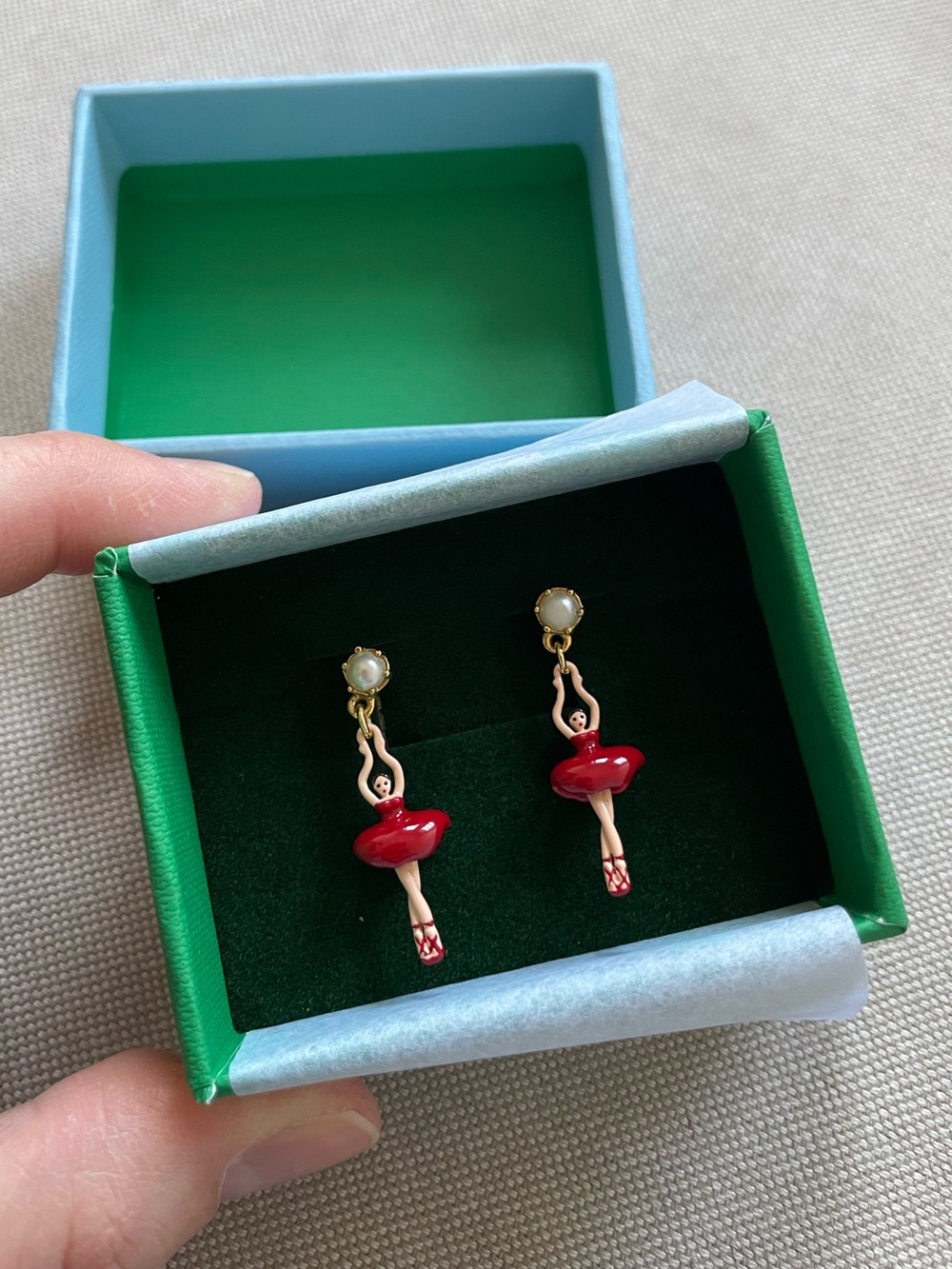 Les Néréides ballerina pearl drop earrings - new in box, never worn!